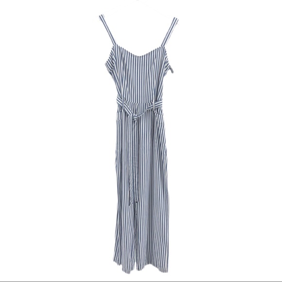 PAIGE Blue White Striped Emma Pant Suit Jump Suit - Picture 2 of 10